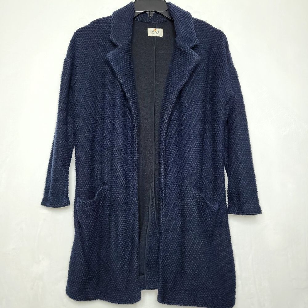 Marine Layer Navy Birdseye Open Cardigan Coat Size Medium